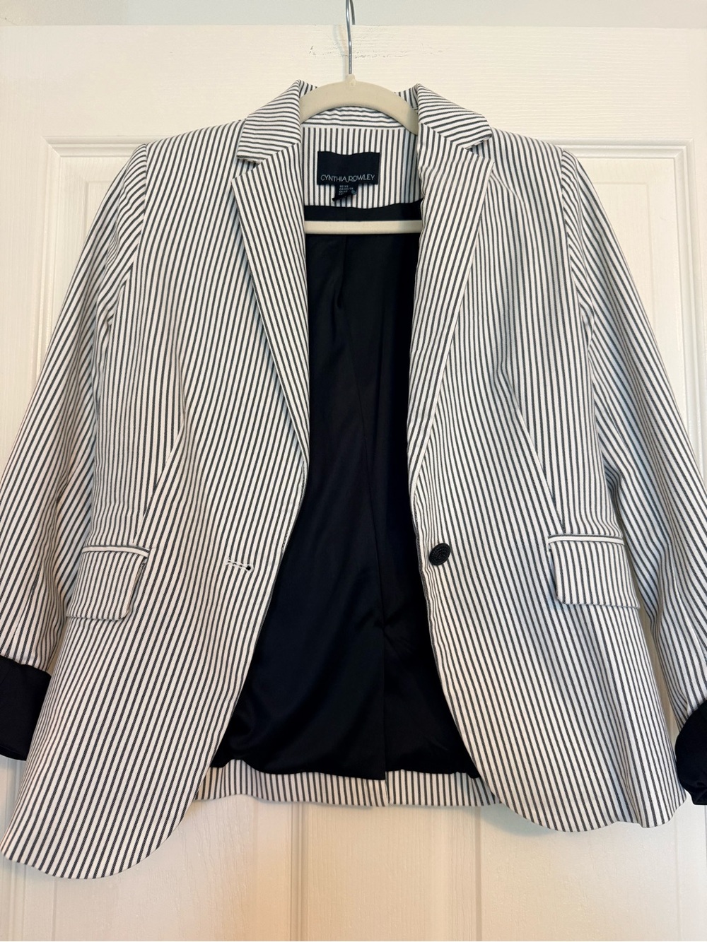Cynthia Rowley Black and White Pinstripe Blazer